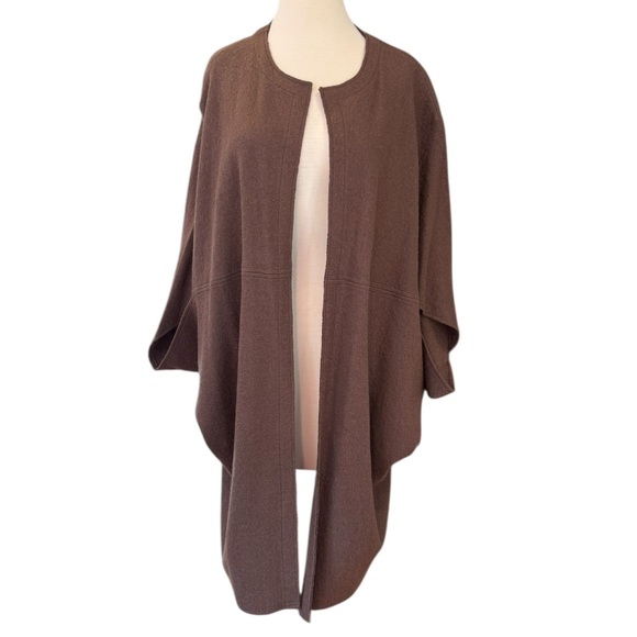 MarlaWynne Jackets & Blazers - Marla Wynne Brown Wool Blend Knit Poncho Sweater Cardigan Size M-L